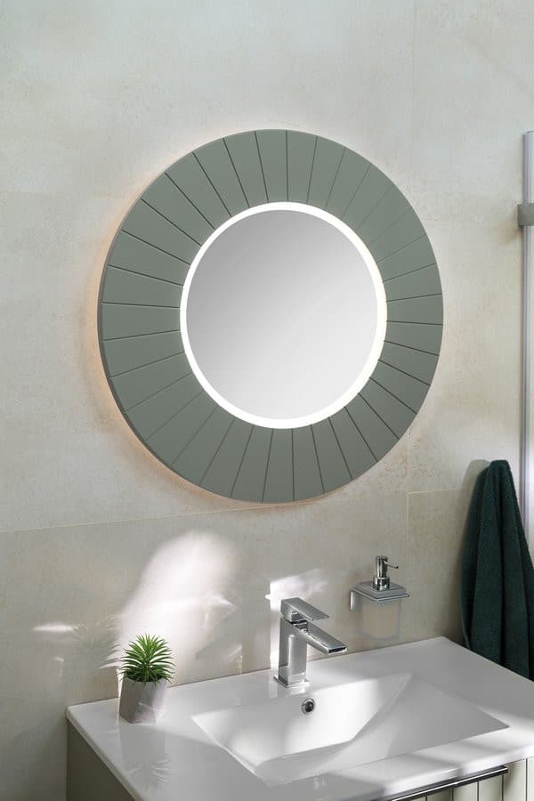 LUMIRO STRIP okrągłe lustro z oświetleniem LED w ramie średnica 90cm, verde