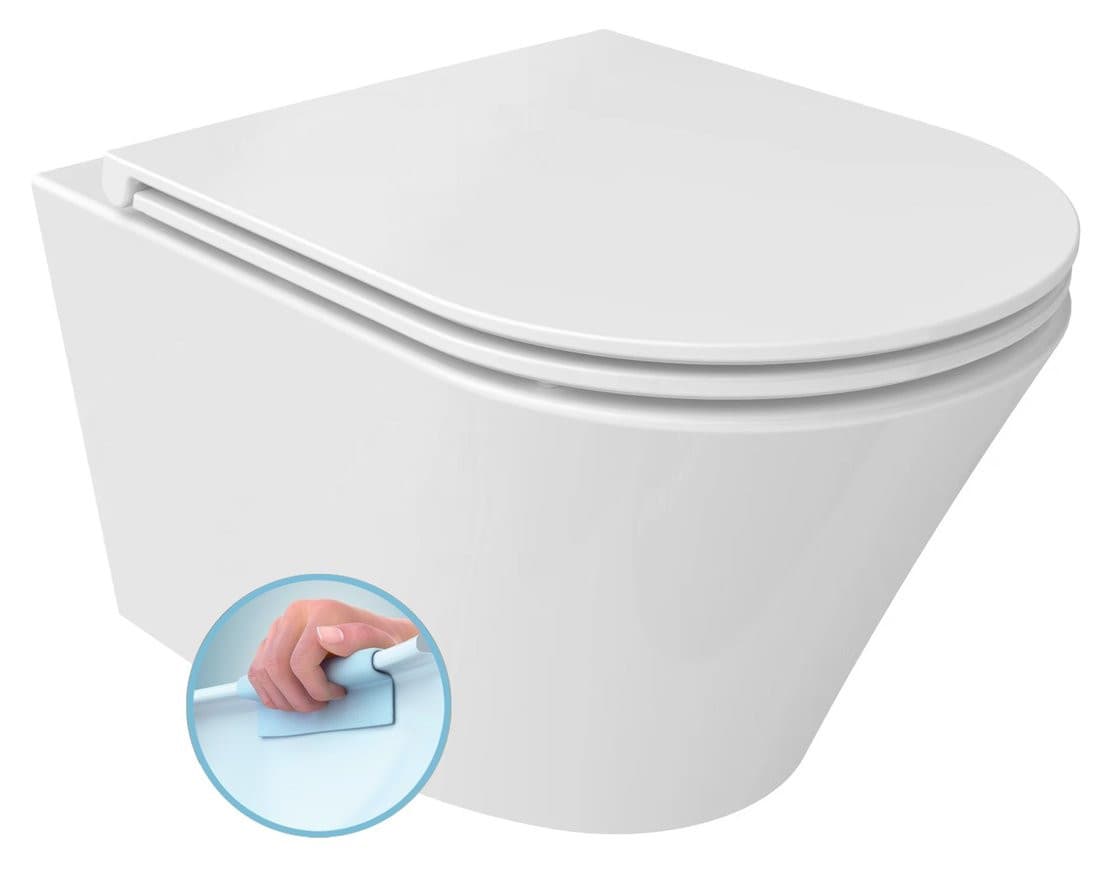 PACO SHORT WC wiszące, Rimless, 36x47,5cm, biały