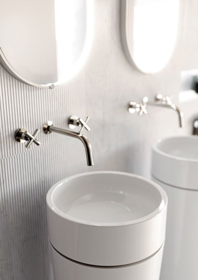 OKE ceramiczna umywalka ścienna średnica 30x88.5cm, verde mat