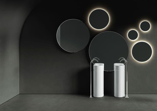 OKE ceramiczna umywalka wolnostojąca, średnica 30x88.5cm, czarny mat