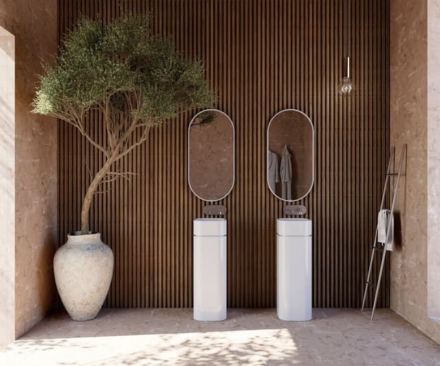 HAKO ceramiczna umywalka ścienna, 30x88.5x30cm, czarny mat