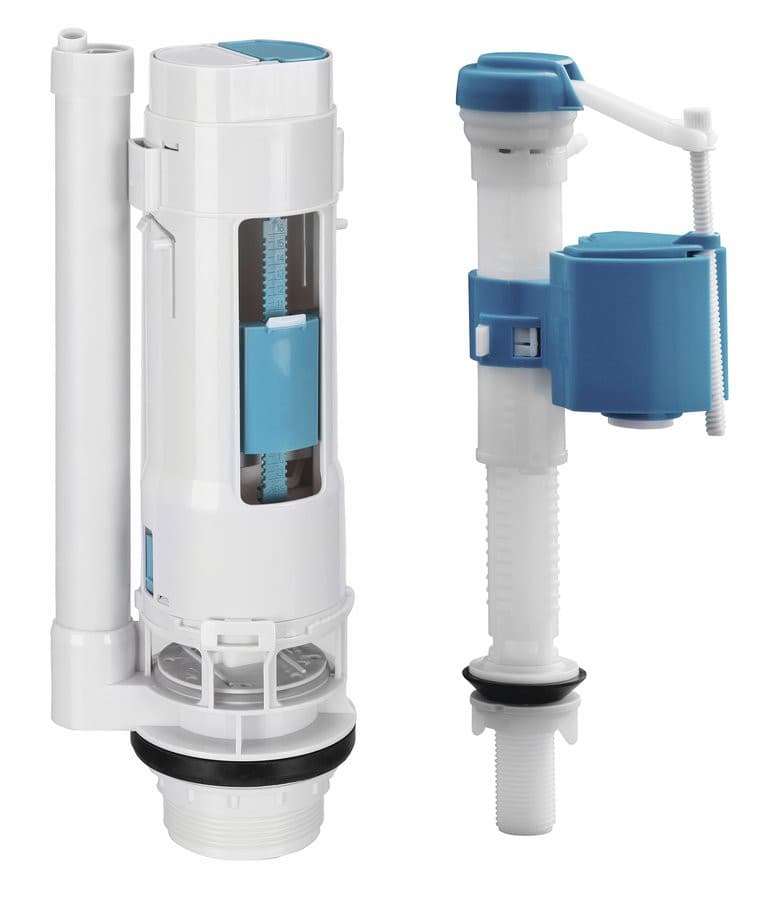 Zestaw spłukujący z podwójnym przyciskiem 49mm, dolny dopływ 1/2", chrom