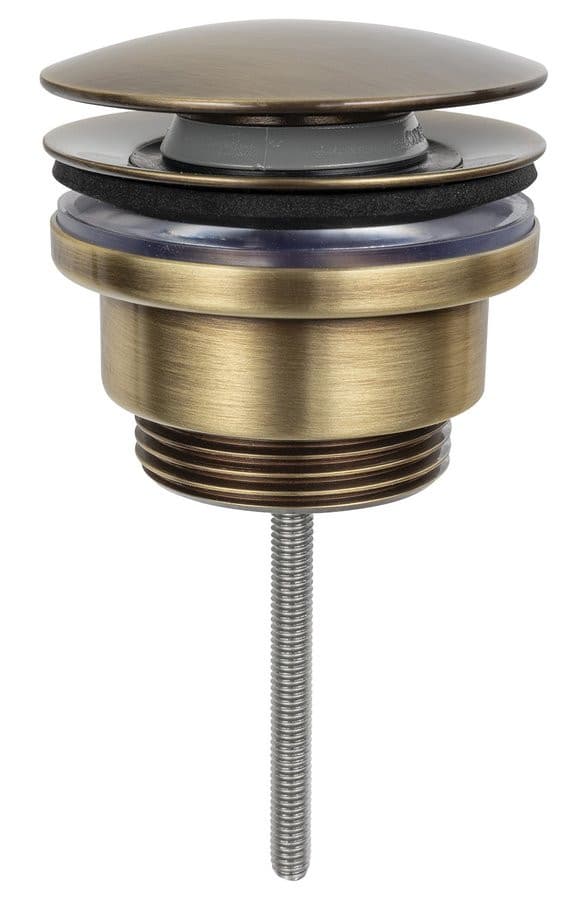 Odpływ umywalkowy, 5/4'', click-clack, duży grzybek, brąz