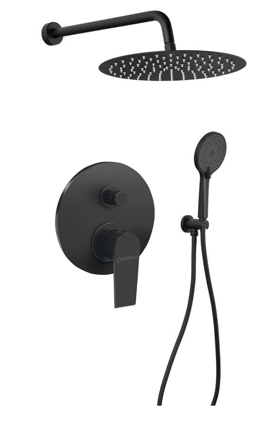 KAI zestaw prysznicowy podtynkowy z baterią podtynkową, 2 wyjścia, czarny