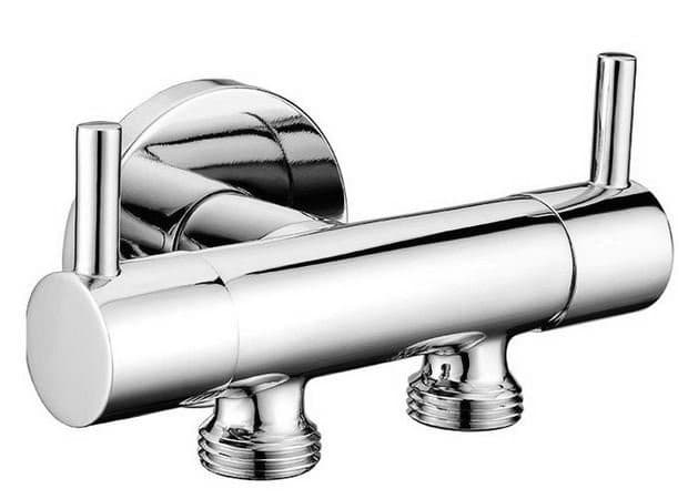 Podwójny zawór do podłączenia prysznica bidetowego oraz WC, chrom