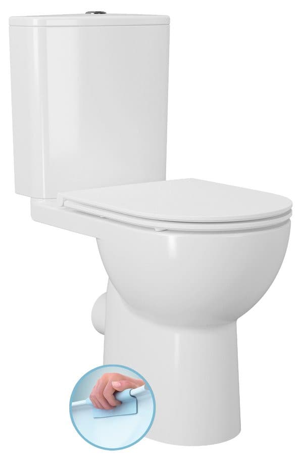 SANIVEX kompakt WC, wyższe siedzenia, Rimless, odpływ poziomy/pionowy, biały