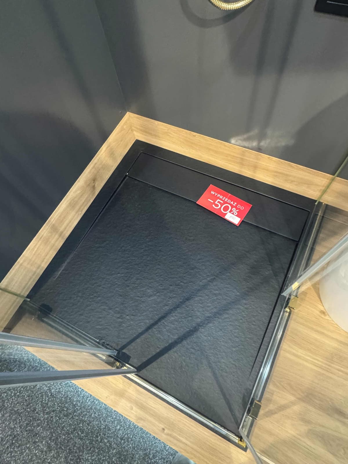 RADAWAY TEOS C black brodzik konglomeratowy 90x90