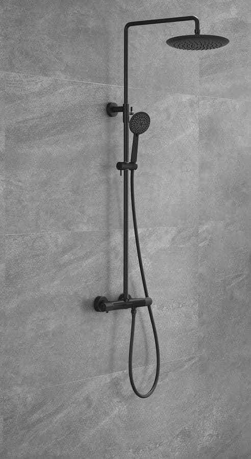 SAPHO SOLARIS Zestaw prysznicowy natynkowy termostatyczny czarny