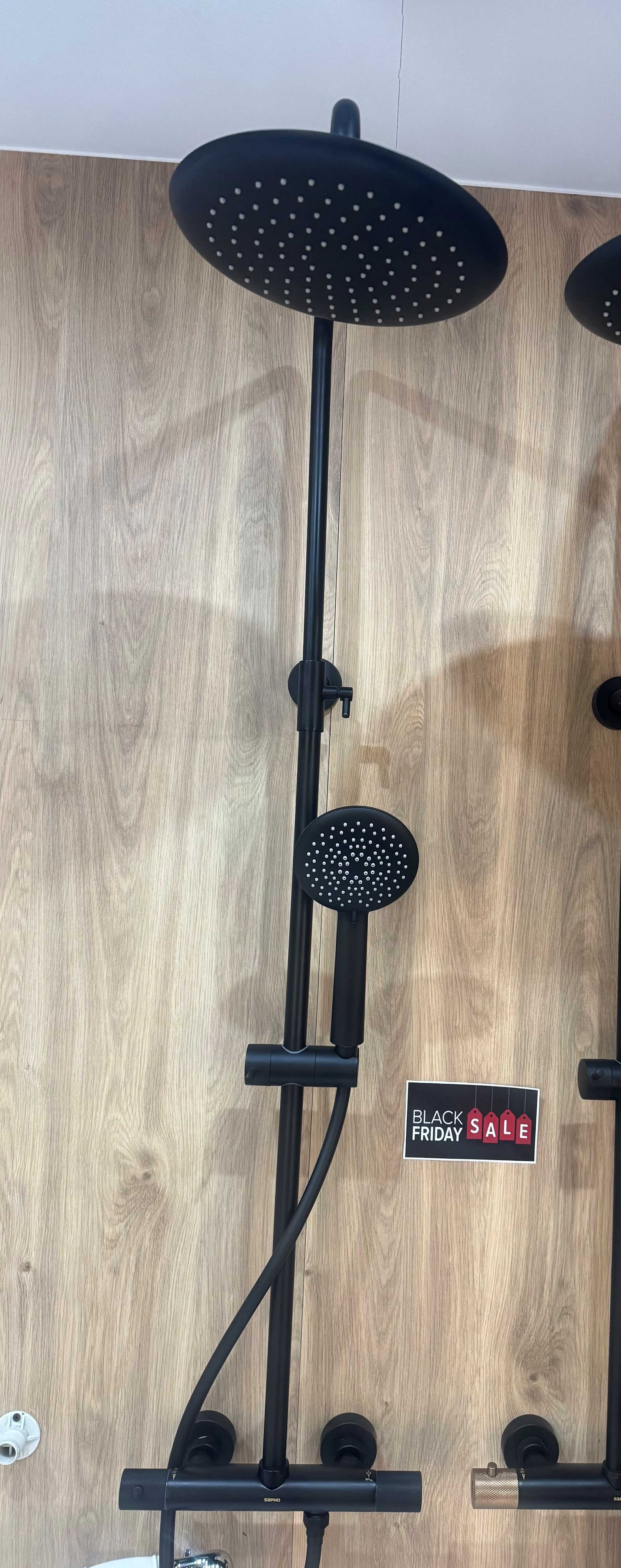 SAPHO SOLARIS Zestaw prysznicowy natynkowy termostatyczny czarny