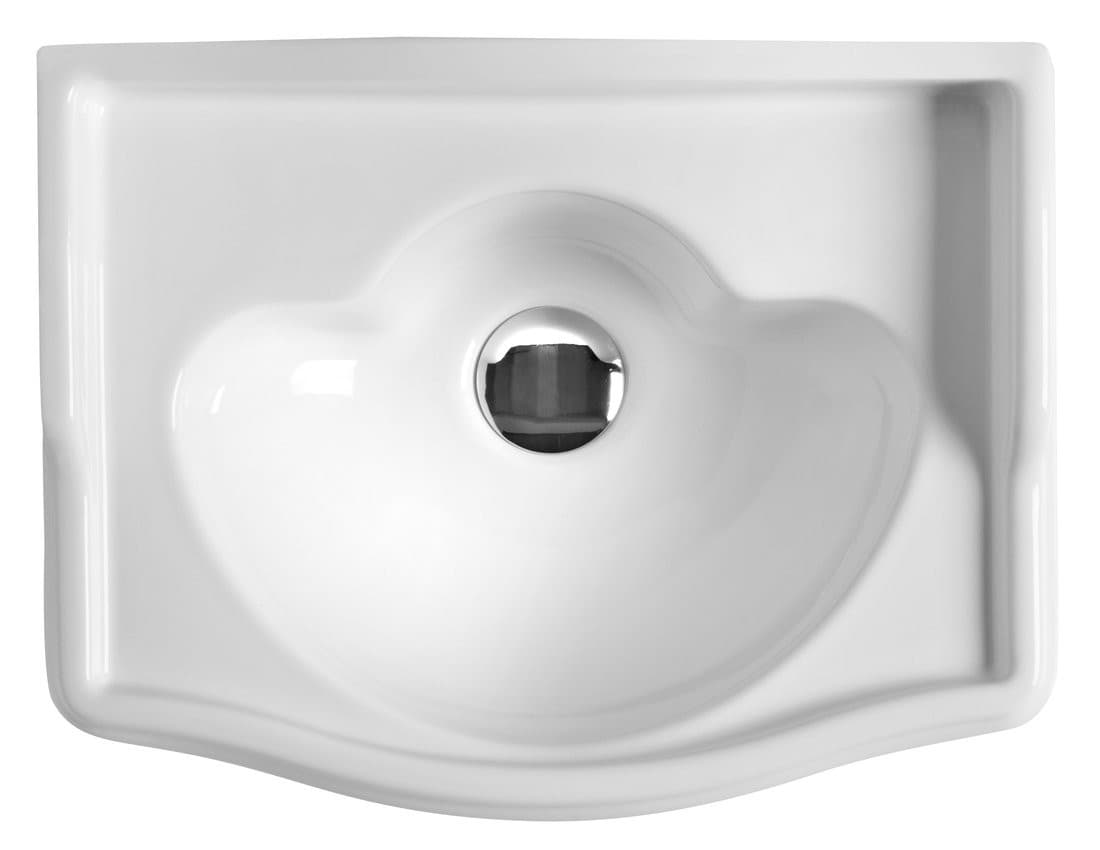 RETRO umywalka ceramiczna 41x30cm, bez otworu na baterię, bez przelewu, biały