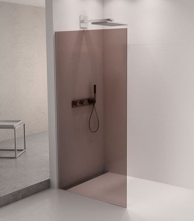 ARCHITEX zestaw do mocowania szkła podłoga-ściana-suft z listwą spadkową, 1615x2105mm, lewy, polerowany aluminium