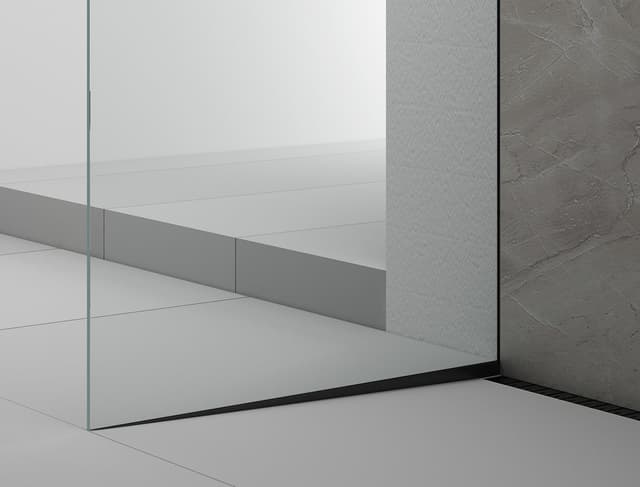 ARCHITEX zestaw do mocowania szkła podłoga-ściana z listwą spadkową, 1615x2105mm, lewy, czarny mat