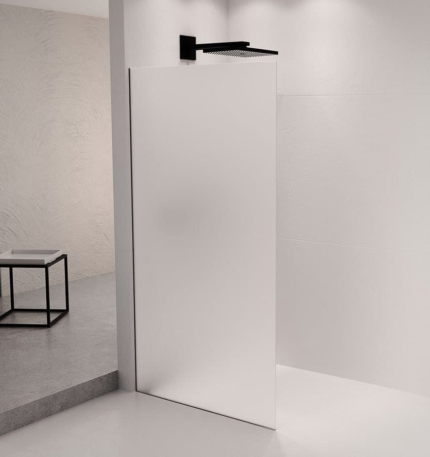 ARCHITEX zestaw do mocowania szkła podłoga-ściana z listwą spadkową, 1615x2105mm, lewy, czarny mat