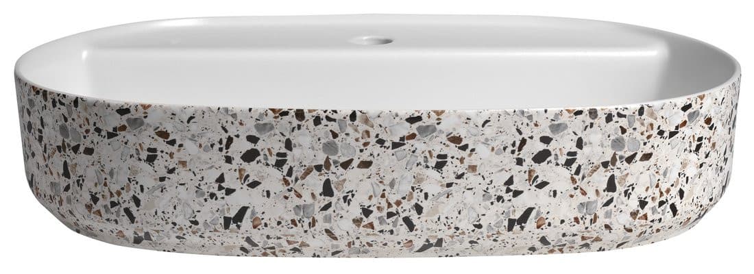 INFINITY OVAL umywalka ceramiczna nablatowa, 60x40cm, terrazzo
