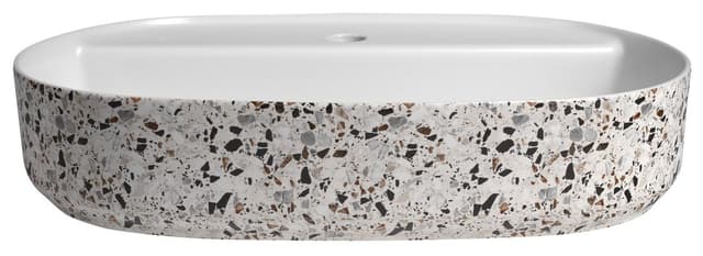 INFINITY OVAL umywalka ceramiczna nablatowa, 60x40cm, terrazzo