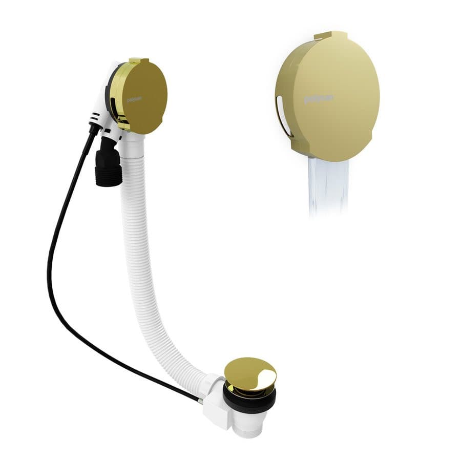 Zestaw wannowy z odpływem, mechanizmem bovdena, długość 1000mm, korek 72mm, złoto