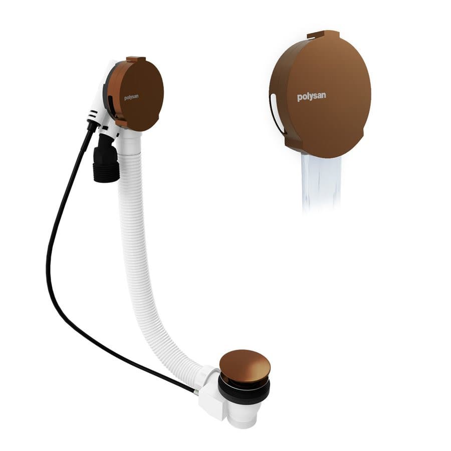 Zestaw wannowy z odpływem, mechanizmem bovdena, długość 1200mm, korek 72mm, miedź mat