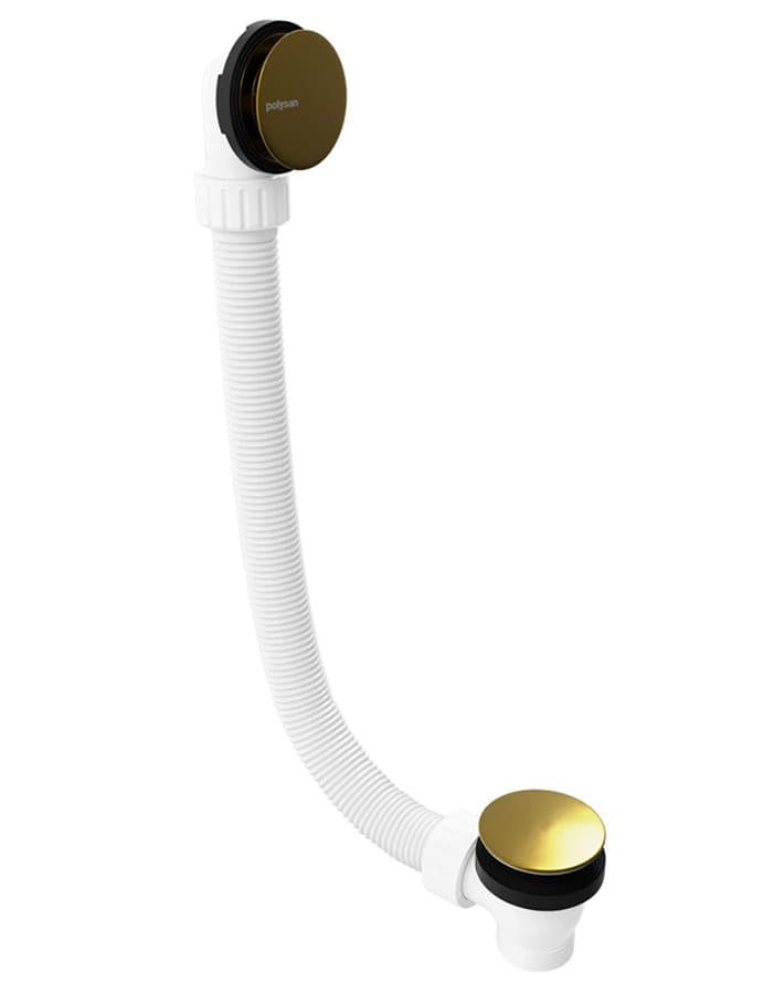 Zestaw wannowy bez napływu, system „click-clack”, długość 1200mm, korek 72mm, złoto