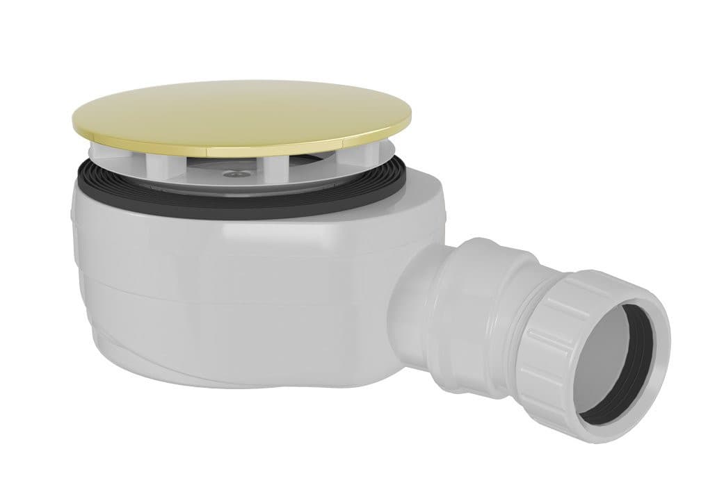 Syfon do brodzików, średnica 90mm, DN40, niski, maskownica złoto