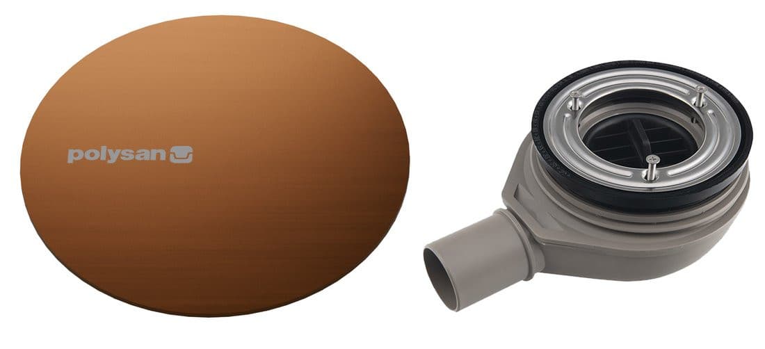 MIRAI syfon do brodzików, średnica 90mm, DN40, maskownica miedź mat