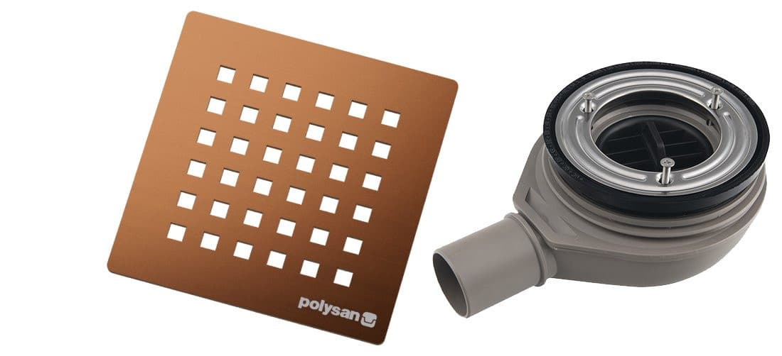 FLEXIA syfon do brodzików, średnica 90mm, DN40, maskownica miedź mat