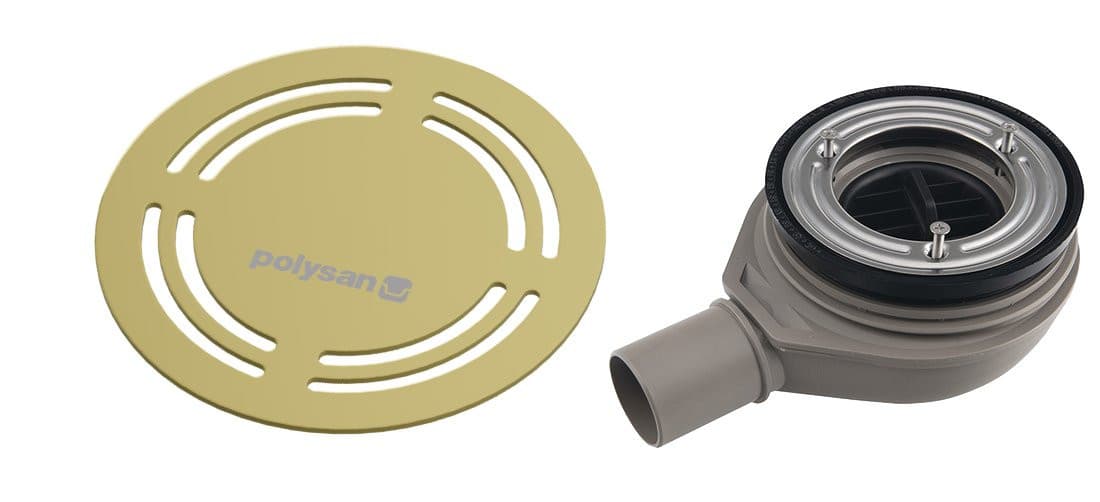 FLEXIA syfon do brodzików, 90mm, DN40, oklagla maskownica złoto