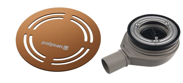 FLEXIA syfon do brodzików, 90mm, DN40, oklagla maskownica miedź mat