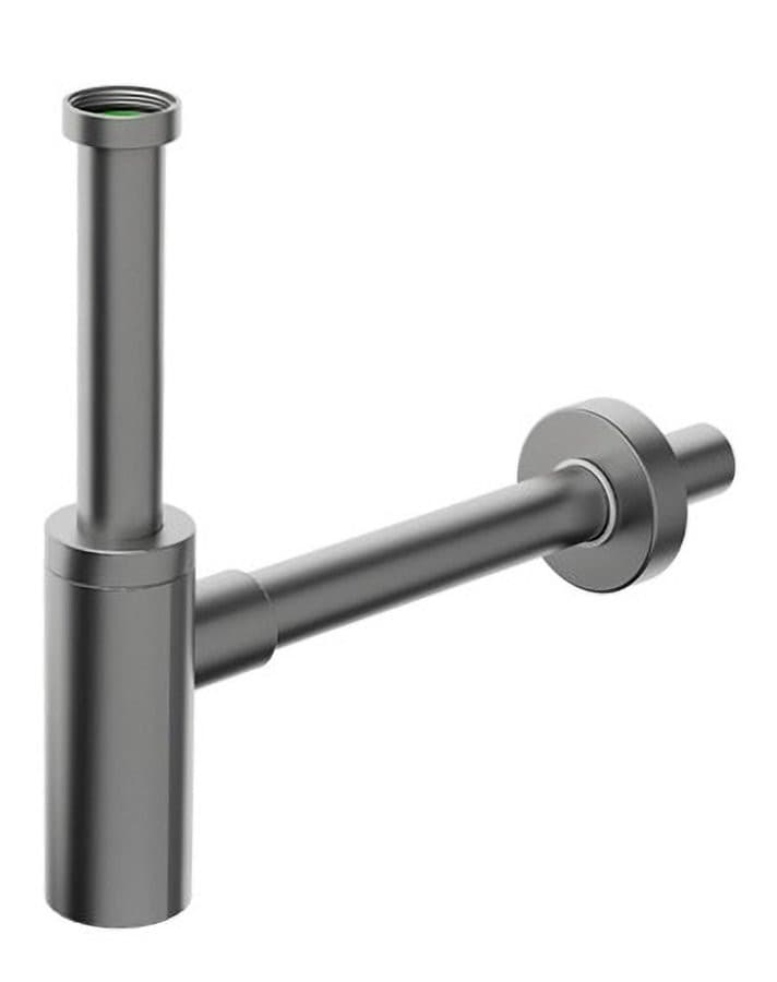 INOXMATER syfon umywalkowy 5/4", odpływ 32mm, stal nierdzewna/gun metal