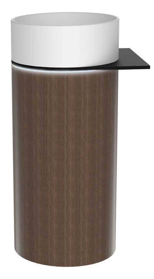 OASIS Umywalka ceramiczna wolnostojąca 40x89x48cm, półka ścienna, biela/dąb Cardamom