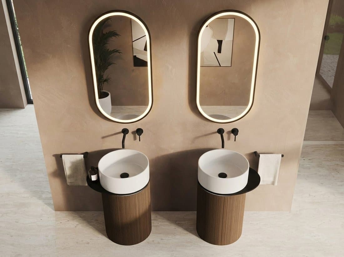 OASIS Umywalka ceramiczna wolnostojąca 40x89x48cm, półka ścienna, agila