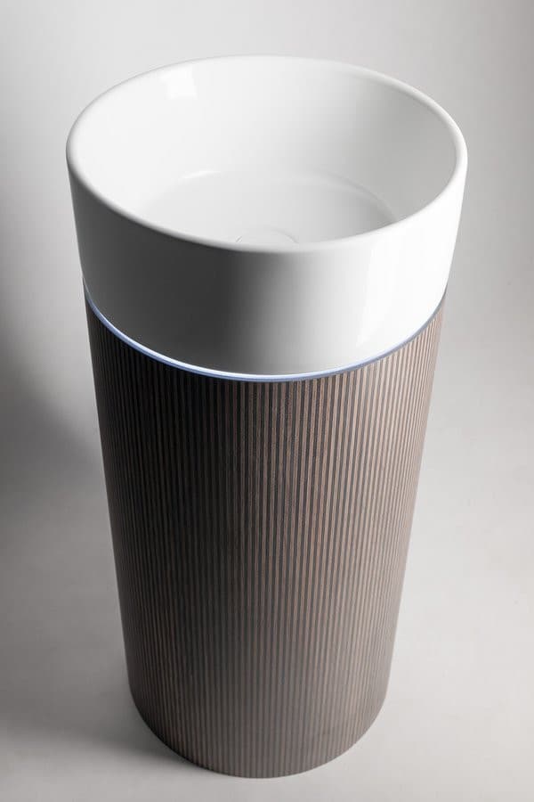 OASIS Umywalka ceramiczna wolnostojąca 40x89x48cm, półka ścienna, biała/beton pearl grey