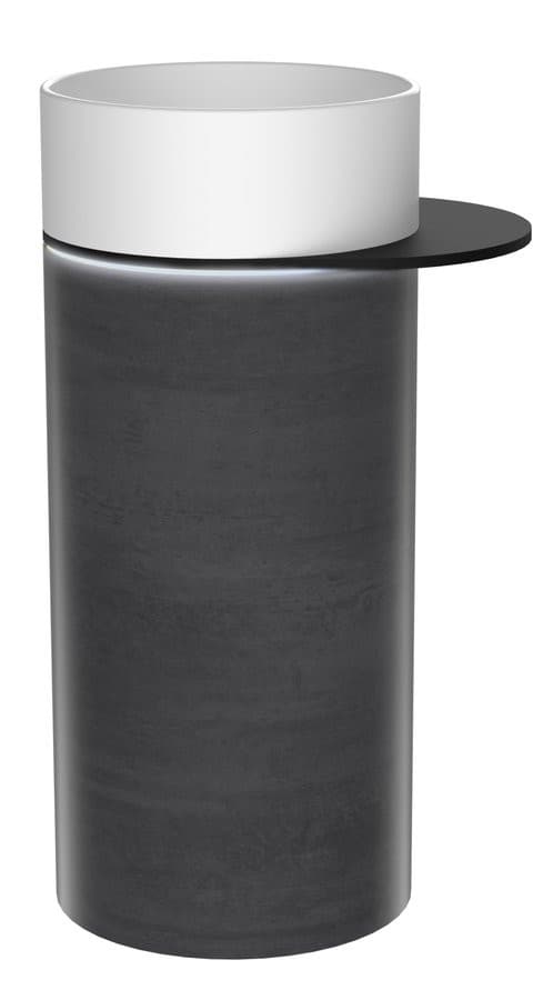 OASIS Umywalka ceramiczna wolnostojąca 40x89x52cm, półka do pomieszczenia, biała/beton infinity