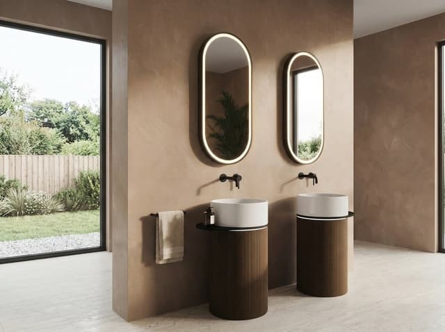 OASIS Umywalka ceramiczna wolnostojąca 40x89x52cm, półka do pomieszczenia, biała/beton pearl grey