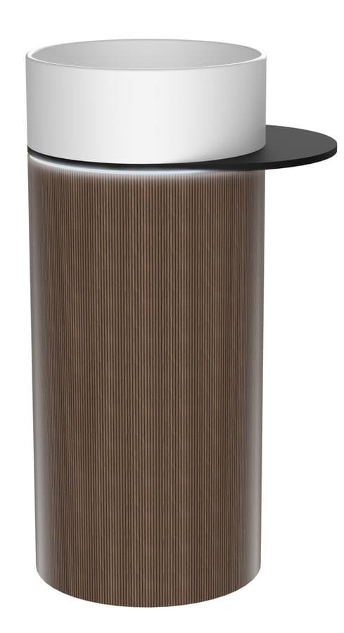 OASIS Umywalka ceramiczna wolnostojąca 40x89x52cm, półka do pomieszczenia, biela/dąb Cardamom