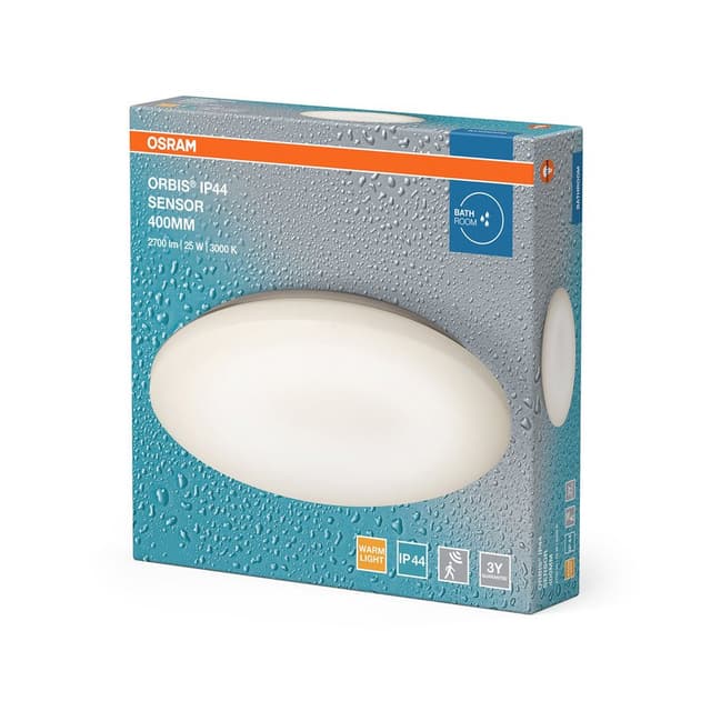 ORBIS lampa sufitowa łazienkowa, średnica 400mm, czujnik, OSRAM, 2700lm, 25W, IP44