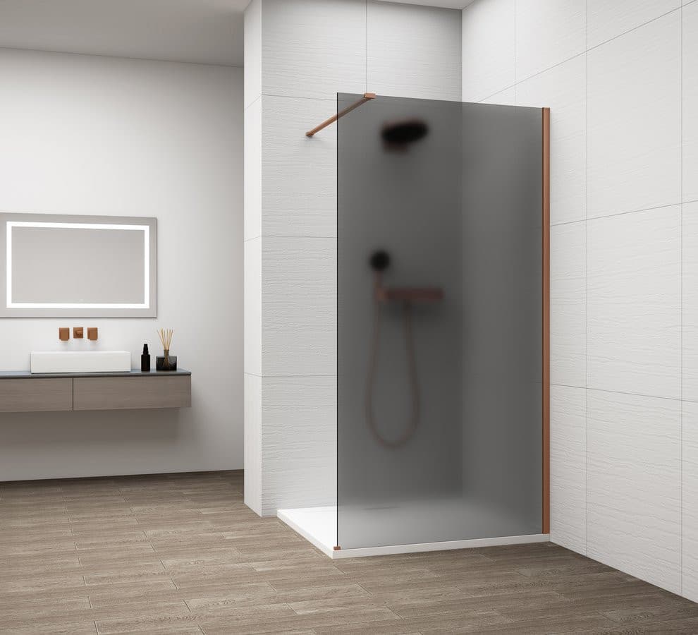 ESCA COPPER MATT jednoczęściowa kabina przysznicowa Walk-In, montaż przy ścianie, szkło mat dymione, 1500 mm