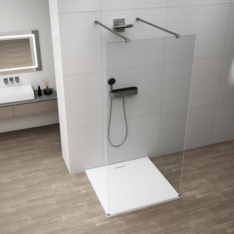 ESCA GUN METAL jednoczęściowa kabina przysznicowa Walk-In, szkło czyste, 1500 mm