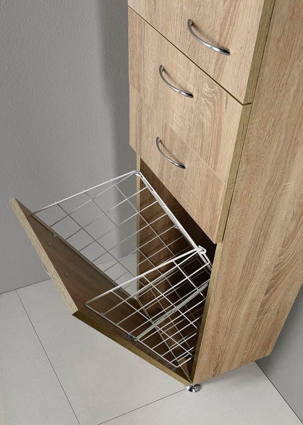 ZOJA/KERAMIA FRESH szafka wysoka z koszem na bieliznę 35x184x29cm, lewa, dąb platin