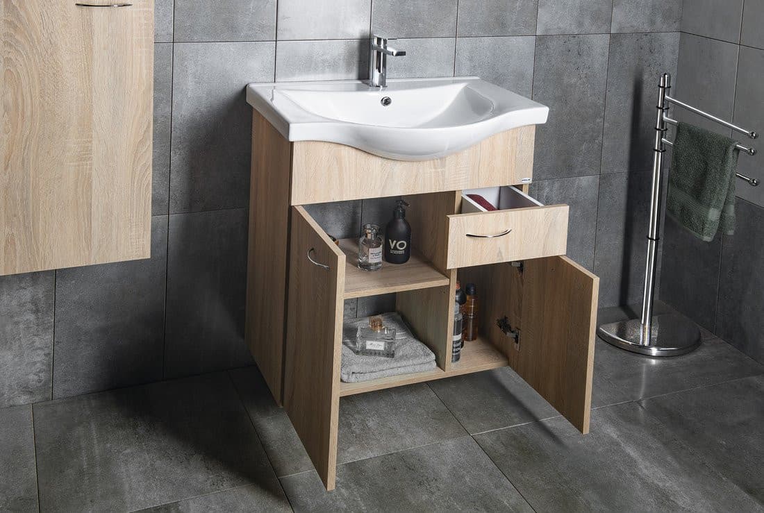 KERAMIA FRESH szafka umywalkowa, 1 szuflada, 60,6x74x34cm, dąb platin