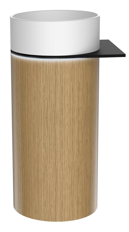 OASIS Umywalka ceramiczna wolnostojąca 40x89x48cm, półka ścienna, biela/dąb Alabama