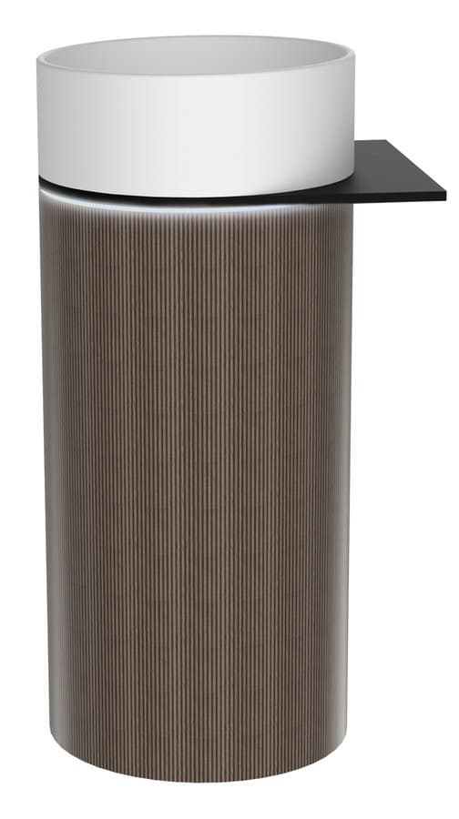 OASIS Umywalka ceramiczna wolnostojąca 40x89x48cm, półka ścienna, biela/dąb Pimento