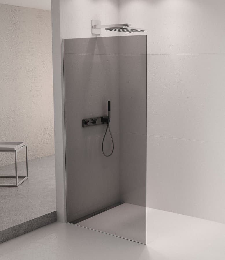 ARCHITEX zestaw do mocowania szkła podłoga-ściana-suft z listwą spadkową, 1615x2105mm, lewy, polerowany aluminium