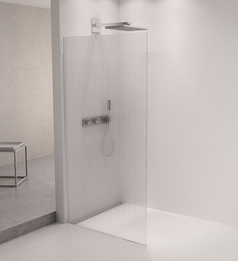 ARCHITEX zestaw do mocowania szkła podłoga-ściana-suft z listwą spadkową, 1615x2105mm, lewy, polerowany aluminium