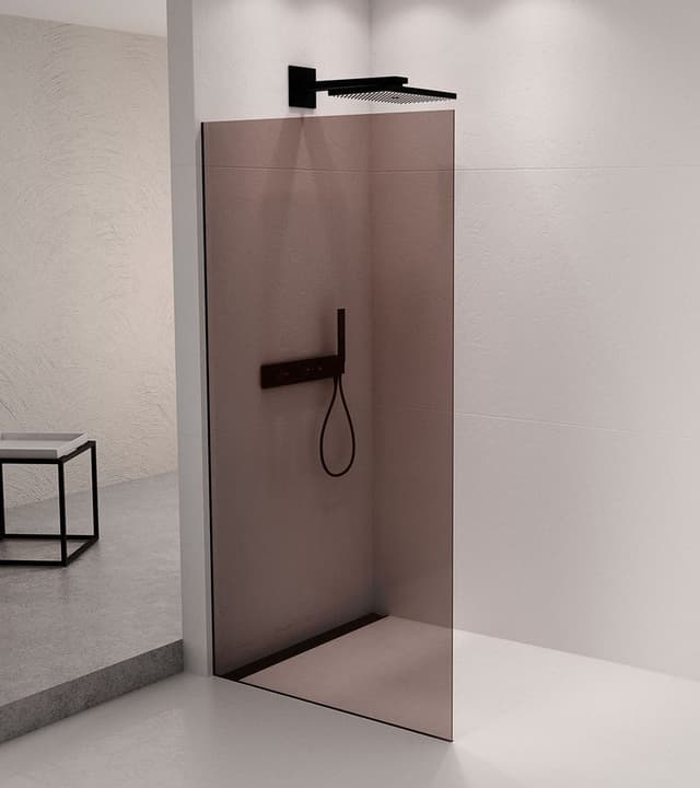 ARCHITEX zestaw do mocowania szkła podłoga-ściana z listwą spadkową, 1615x2105mm, lewy, czarny mat