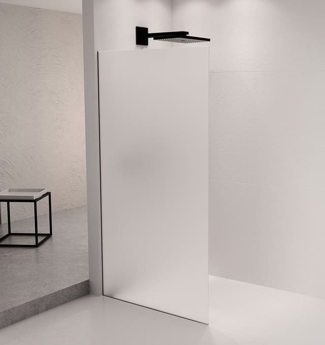 ARCHITEX zestaw do mocowania szkła podłoga-ściana z listwą spadkową, 1615x2105mm, lewy, czarny mat