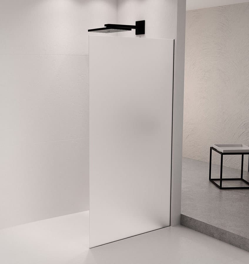 ARCHITEX zestaw do mocowania szkła podłoga-ściana z listwą spadkową, 1615x2105mm, prawy, czarny mat