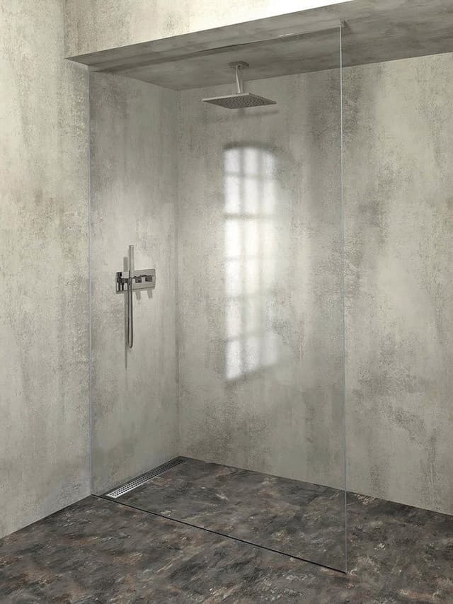 ARCHITEX zestaw do mocowania szkła podłoga-ściana-sufit z listwą spadkową, 1615x2600mm, lewy, polerowany aluminium