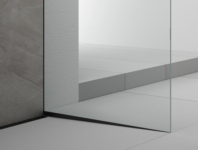 ARCHITEX zestaw do mocowania szkła podłoga-ściana-sufit z listwą spadkową, 1615x2600mm, prawy, czarny mat