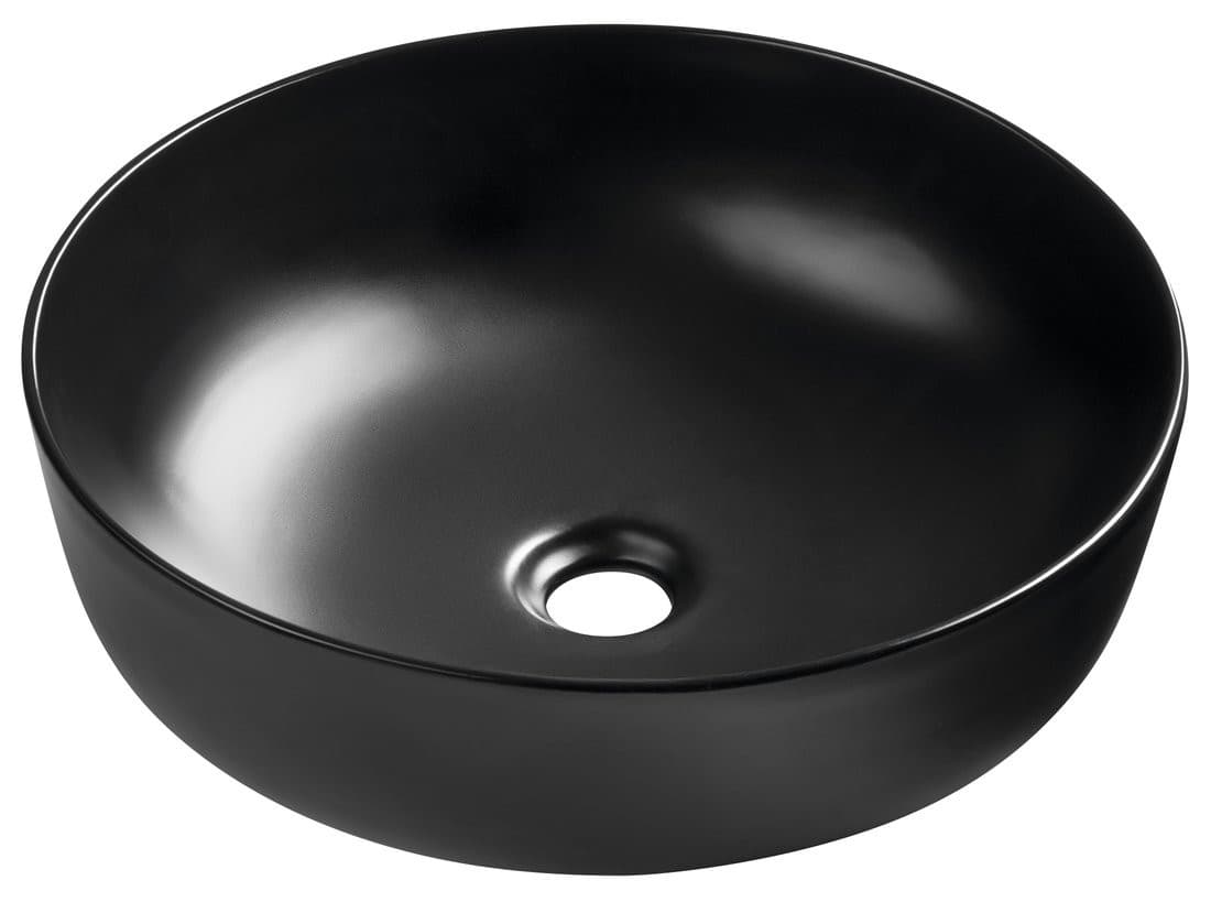 RONDEA umywalka ceramiczna nablatowa średnica 41cm, czarny mat