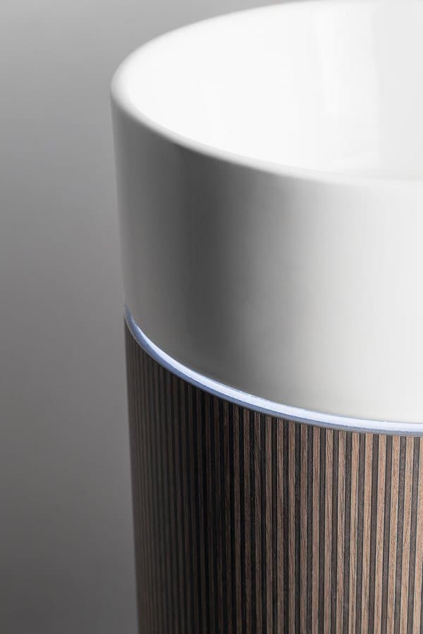 OASIS umywalka ceramiczna wolnostojąca ø 40x89cm, biała/dąb Cardamom